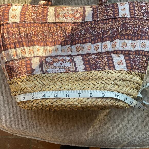 Straw and fabric bag 11x13 Beach Cruise Vacation Purse Shopping - Picture 9 of 10